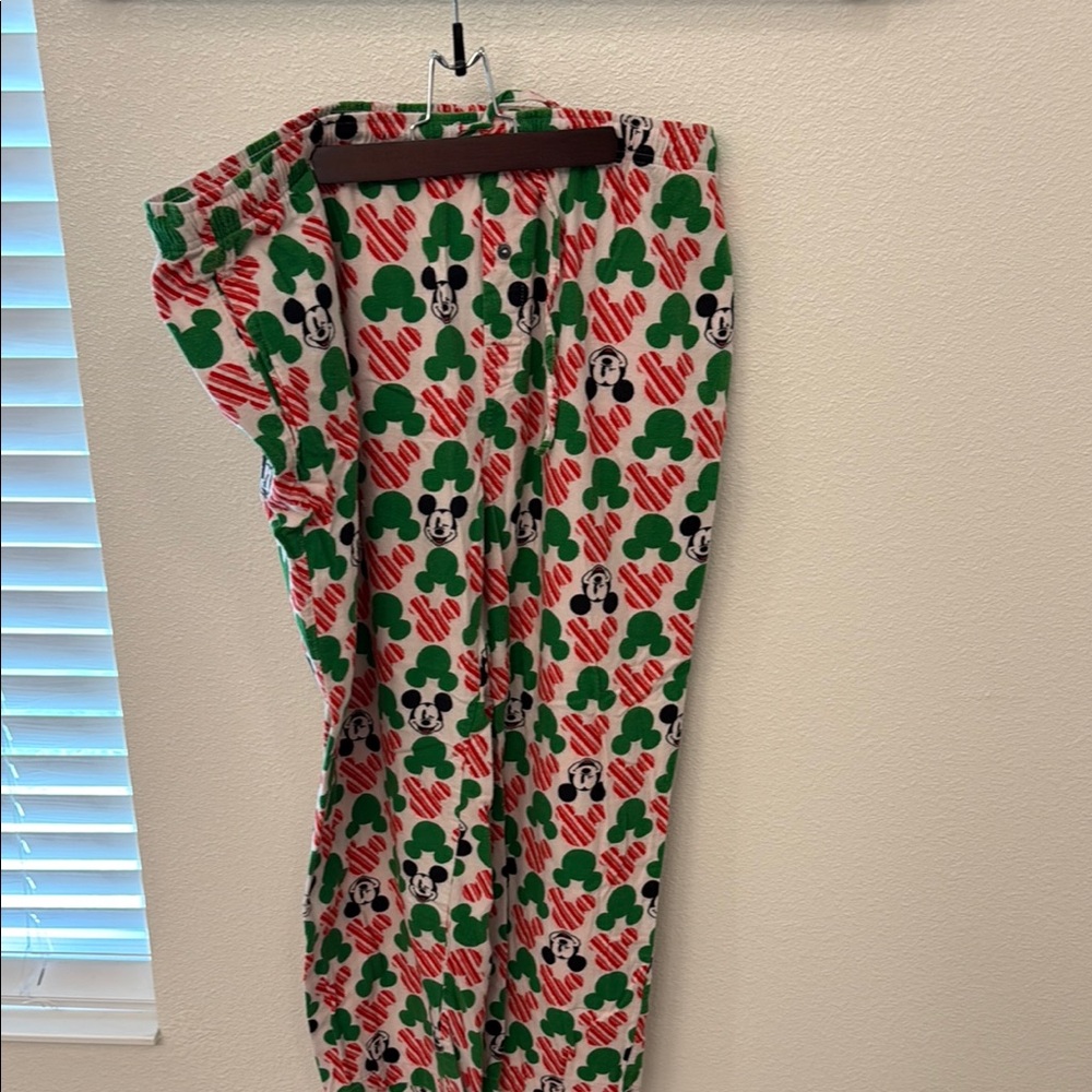 Mickey Mouse Disney Christmas Themed Pajama Pants - Green and Red